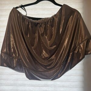 Maeve Shiny Metallic Silver Bubble Tube Top